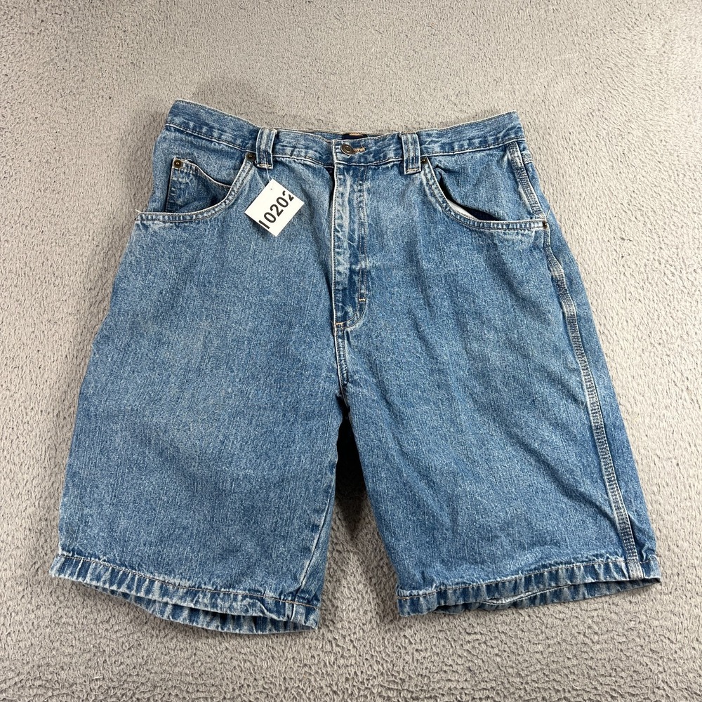 Vintage Basic Editions Mens Denim Carpenter Shorts 34 Workwear Y2k Baggy
